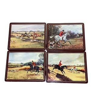 Equestrian Themed 1805  Fox Hunt Placemats Set of 4 Vintage